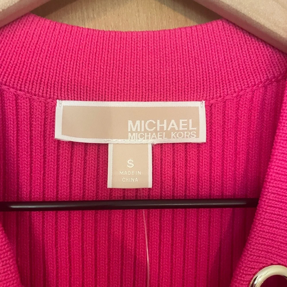 NWT Michael Kors Barbiecore Pink Preppy Bodycon Dress Size S.